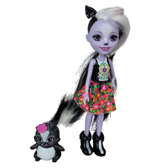 2/$15 Enchantimals Sage Skunk Doll 6" & Caper Bestie Striped Hair Boots Furry - Picture 1 of 11